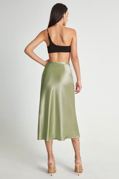 Jupe midi femme satinée coupe fluide