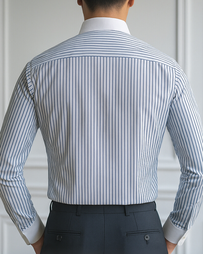 Chemise habillée rayée pour homme – Col contrasté élégant