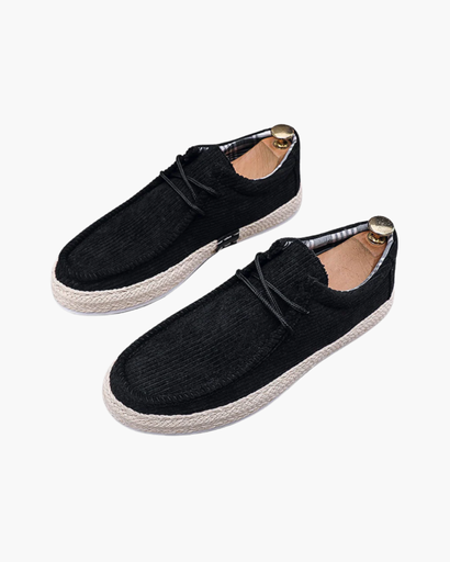 Chaussures basses à lacets avec motif côtelé et bord tressé