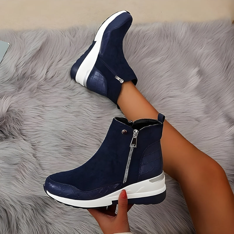 Bottines femme aspect cuir Bleu