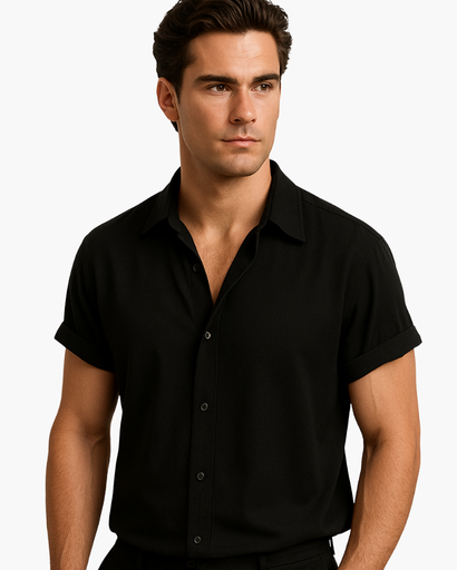 Chemise Décontractée Homme à Manches Courtes avec Col Classique