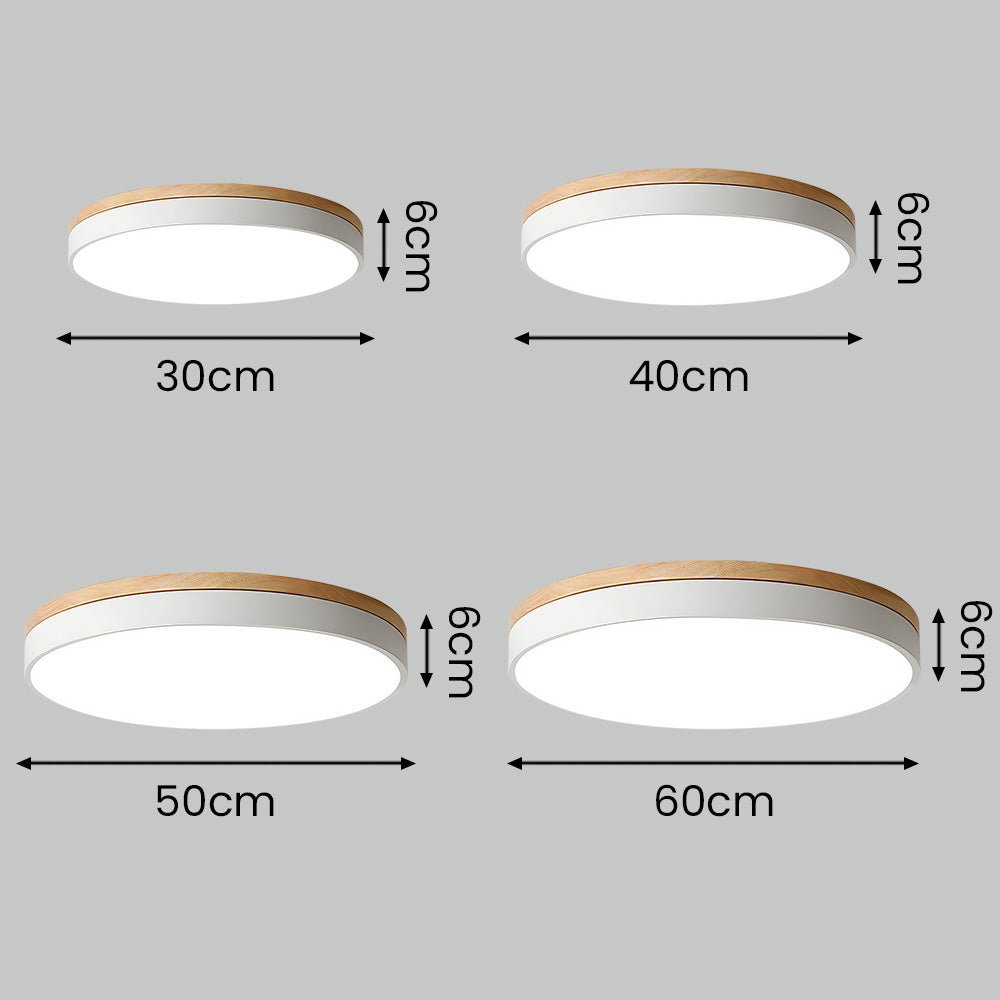 Plafonnier LED rond aspect bois, vue principale