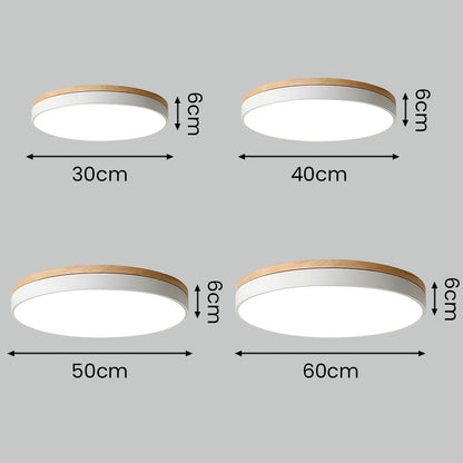 Plafonnier LED rond aspect bois, vue principale
