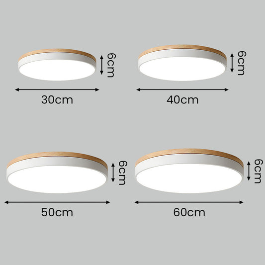 Plafonnier LED rond aspect bois, vue principale