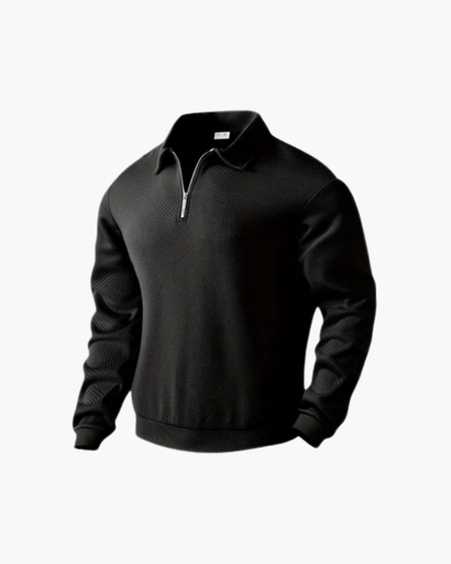 Pull pour homme à col zippé, design moderne et structuré