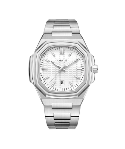 Montre Homme Luxe Acier Inoxydable – Cadran Texturé Bracelet Intégré & Date | Finition Premium