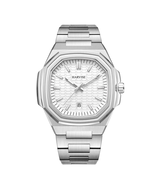 Montre Homme Luxe Acier Inoxydable – Cadran Texturé Bracelet Intégré & Date | Finition Premium