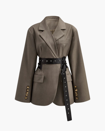 Veste tailleur femme structurée avec ceinture