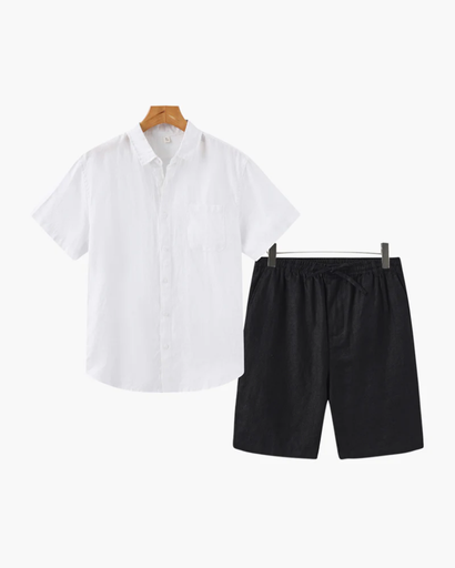 Ensemble Estival Homme – Chemise Courte à Col Classique & Short Décontracté