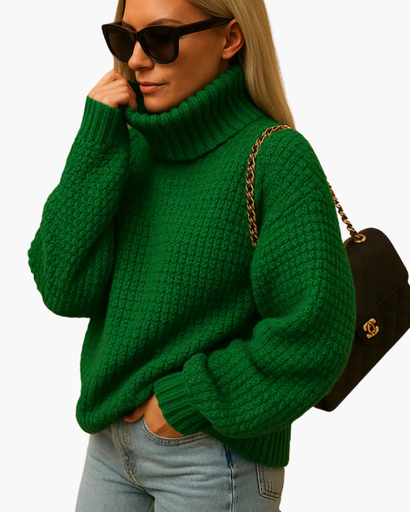 Pull à col roulé texturé pour femme