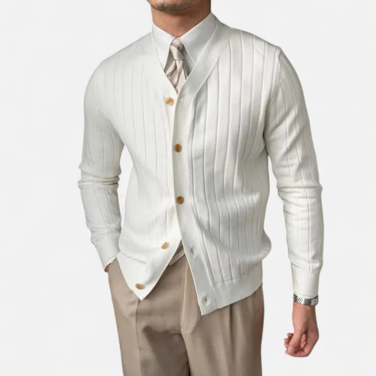 cardigan homme col v, détail de la maille