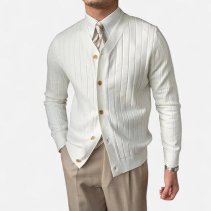 cardigan homme col v, détail de la maille