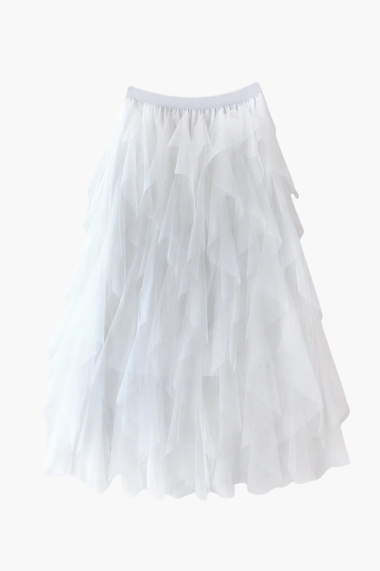 Jupe Tulle Femme Taille Haute – Jupe Midi Volants Style Élégant Et Féminin