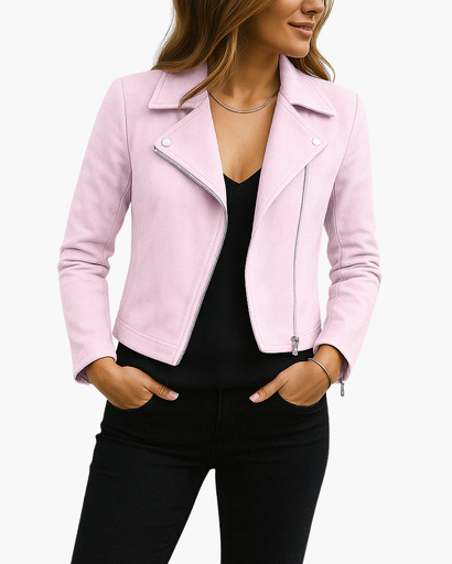 Blouson biker avec fermetures éclair au style affirmé pour femme