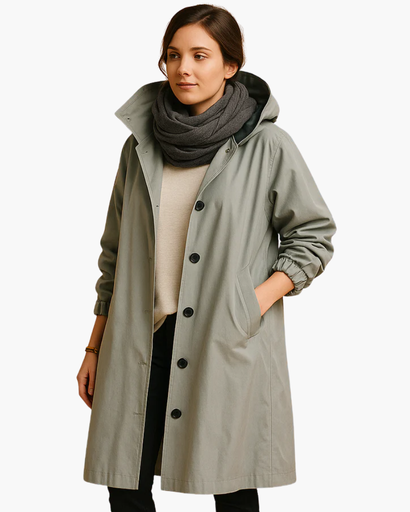 Manteau Décontracté à Capuche avec Fermeture Boutonnée