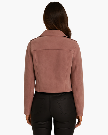 Veste Biker Femme en Suède – Coupe Courte, Chic & Tendance