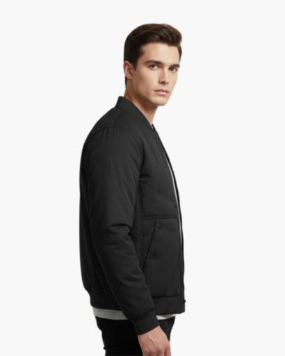 Veste Matelassée Homme – Bomber Chaud avec Fermeture Éclair et Col Montant