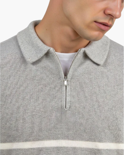 Pull à demi-zip rayé pour homme – Élégance décontractée et confort premium