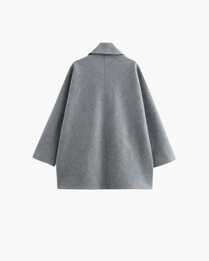 Manteau Femme Oversize en Laine Mélangée – Élégant avec Col Revers et Manches Chauve-Souris