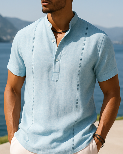Polo col officier pour homme – Détente estivale élégante – vue 3