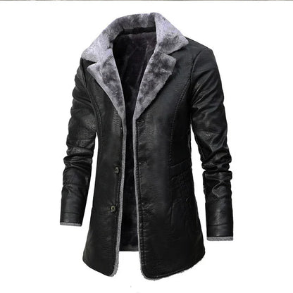 veste homme aspect cuir noire, vue de face