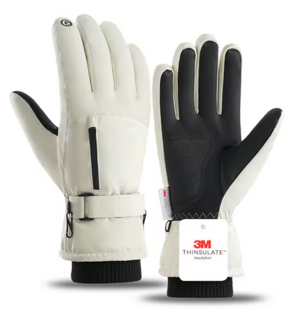 gants d'hiver blancs, vue de face