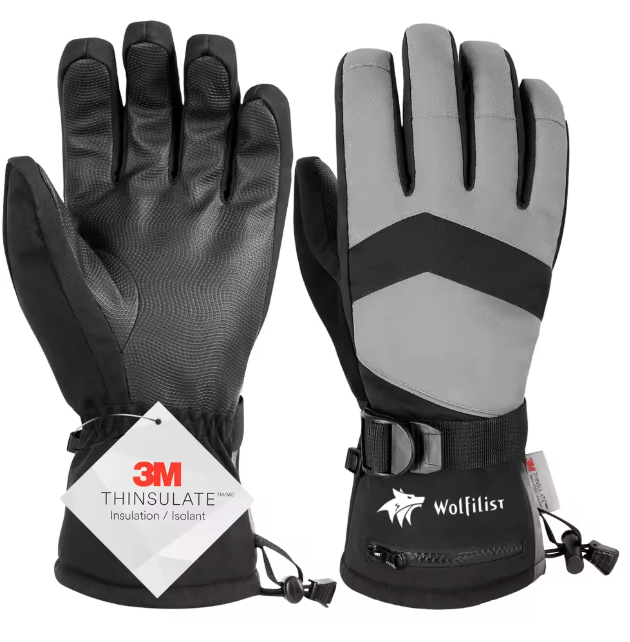 gants d'hiver gris, vue de face