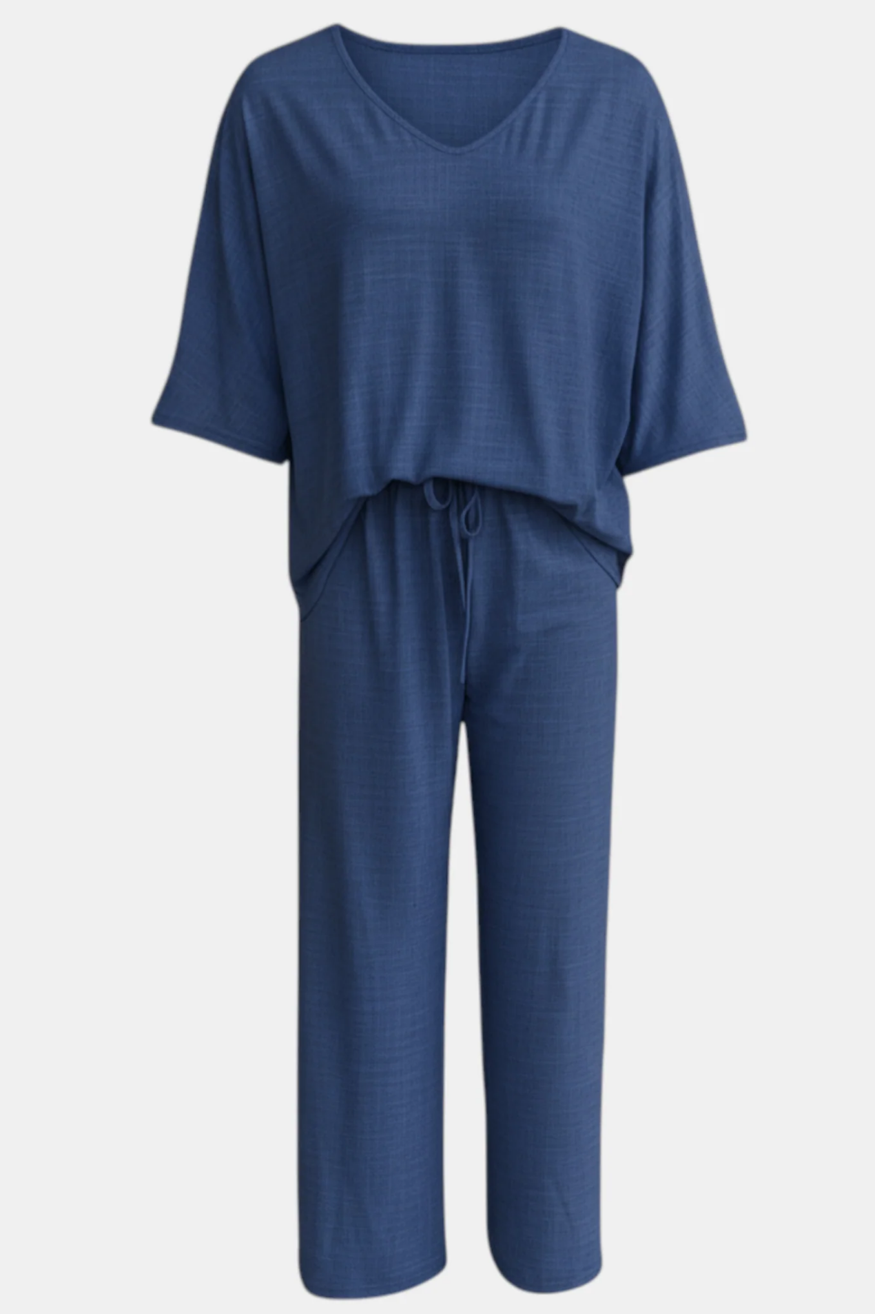 Ensemble Femme 2 Pièces Haut Col V & Pantalon Large Fluide – Tenue Élégante | Invitée de Mariage