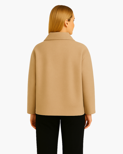 Manteau Femme Oversize en Laine Mélangée – Élégant avec Col Revers et Manches Chauve-Souris