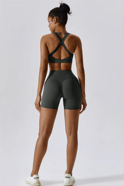 Ensemble Sport Femme SculptFit Sans Coutures – Brassière et Short Taille Haute