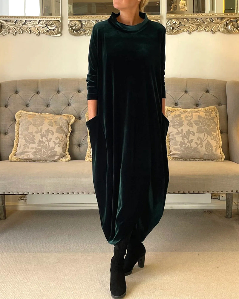 robe longue en velours femme, coloris vert