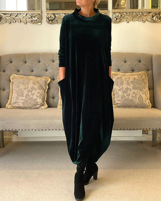 robe longue en velours femme, coloris vert
