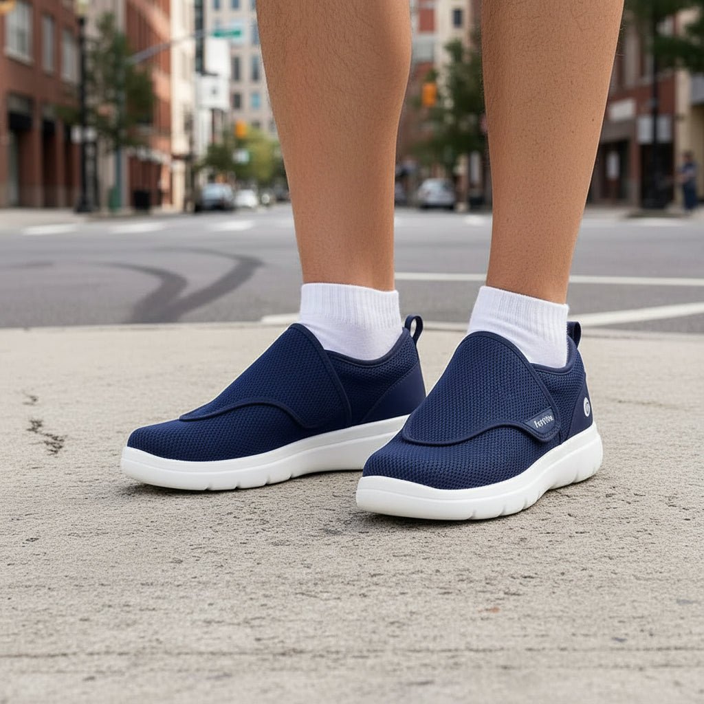 Chaussures orthopédiques homme coloris Bleu à scratch