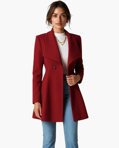 Manteau Long Cintré à Revers Large | Élégance Structurée