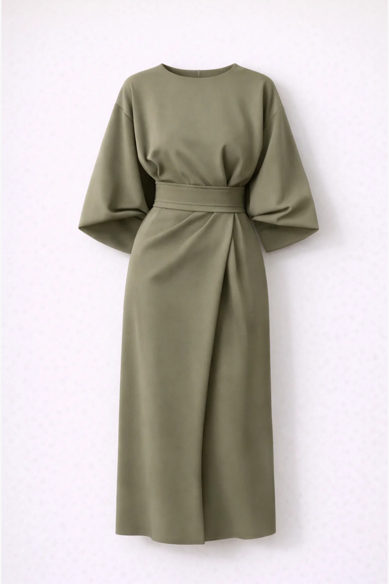 Robe midi élégante femme taille ceinturée manches larges robe chic moderne