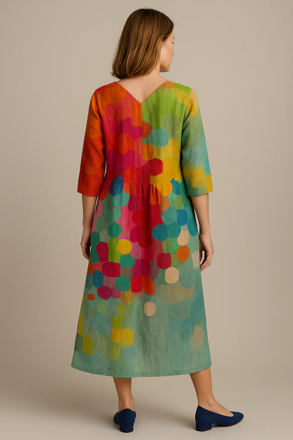 Robe Midi Femme Fleurie Col V Coupe Fluide Style Bohème – Robe Cocktail | Invitée de Mariage Chic