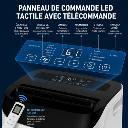 Climatiseur Mobile sur Pied – Refroidissement Intelligent &amp; Déshumidificateur