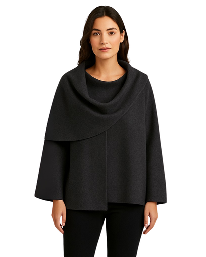 Manteau Femme Asymétrique Hiver – Col Large Élégant & Style Chic