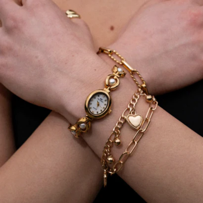 Montre Bracelet Femme Élégante – Style Vintage avec Perles Luxueuses