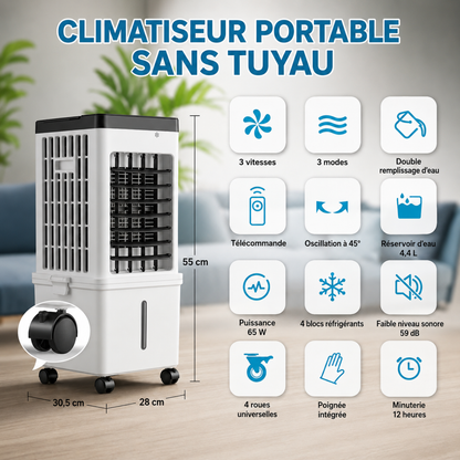 Climatiseur Portable Sans Fenêtre – Refroidissement Instantané pour Toute Pièce