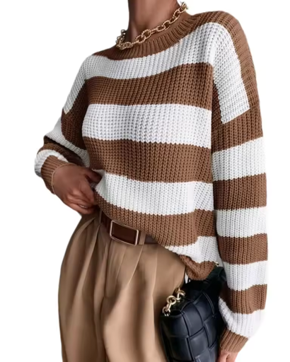 Pull Rayé Décontracté – Coupe Relax et Élégante
