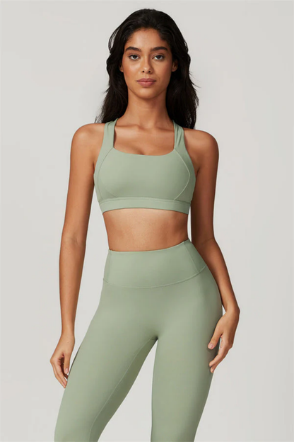 Ensemble Sport Femme Dos Croisé – Brassière et Legging Taille Haute Sculptant