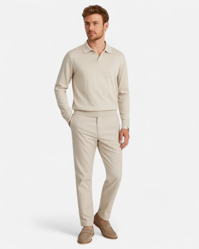 Pull homme à col polo et manches longues