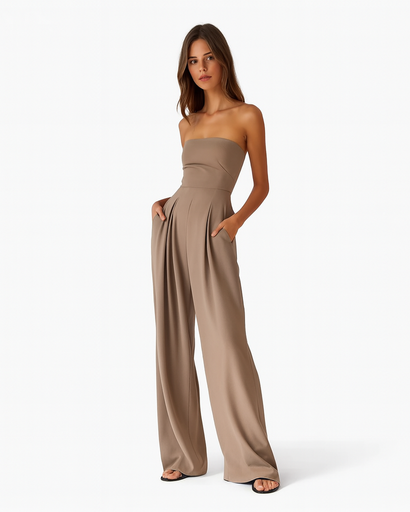 Combinaison Femme Bustier Jambe Large – Élégance Satin & Coupe Chic | Soirée & Cérémonie