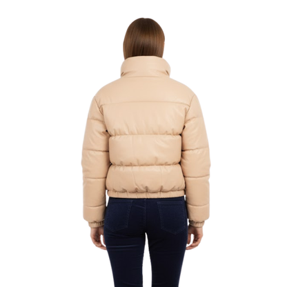 veste d'hiver femme en similicuir, vue de dos