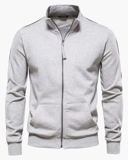 Veste Homme Zippée en 100% Coton avec Col Montant – Casual Chic et Confortable