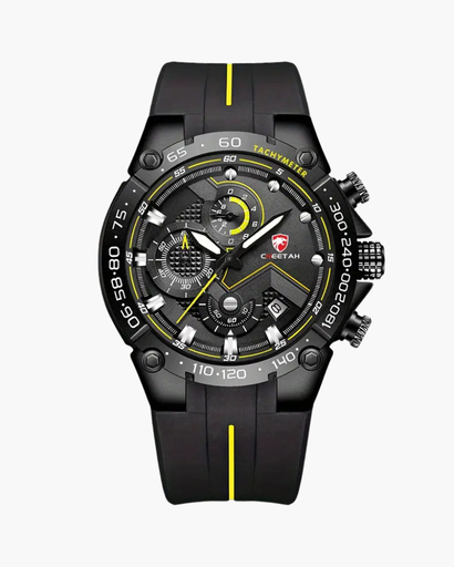 Montre Sport Homme – Design Chronographe Bleu & Bracelet Silicone Résistant