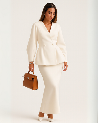 Ensemble Femme – Veste Élégante & Jupe Longue – Style Minimaliste
