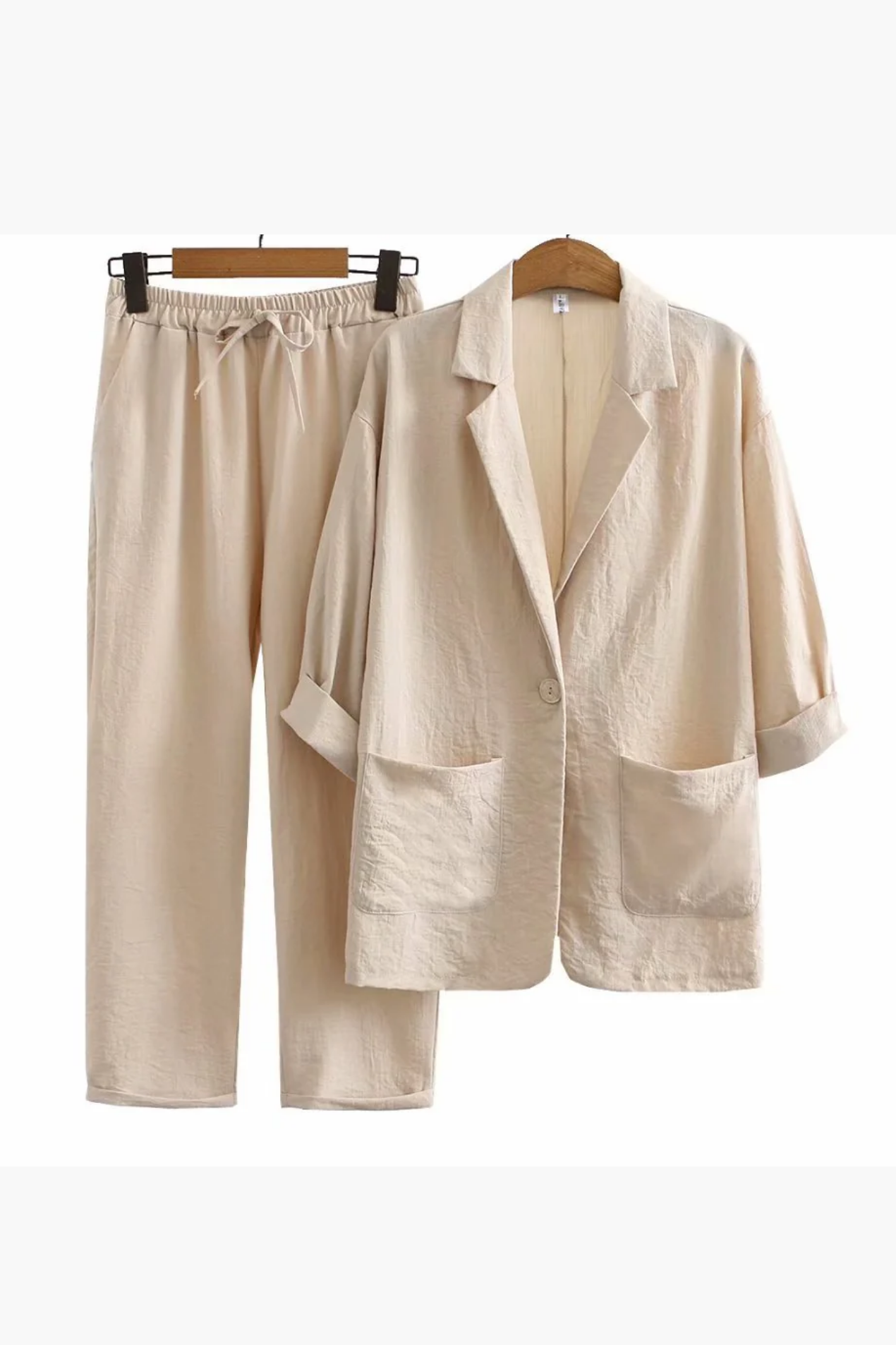 Ensemble Tailleur Femme Lin Blazer & Pantalon – Tenue Bureau Élégante | Invitée de Mariage & Style Été