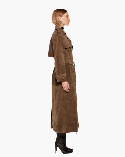 Trench long à double boutonnage pour femme